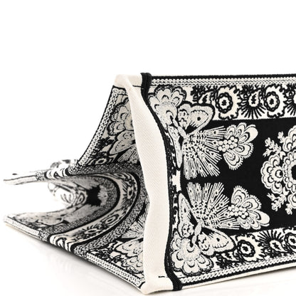 Christian Dior Canvas Butterfly Bandana Embroidered Medium Book Tote Black White 9 of 10
