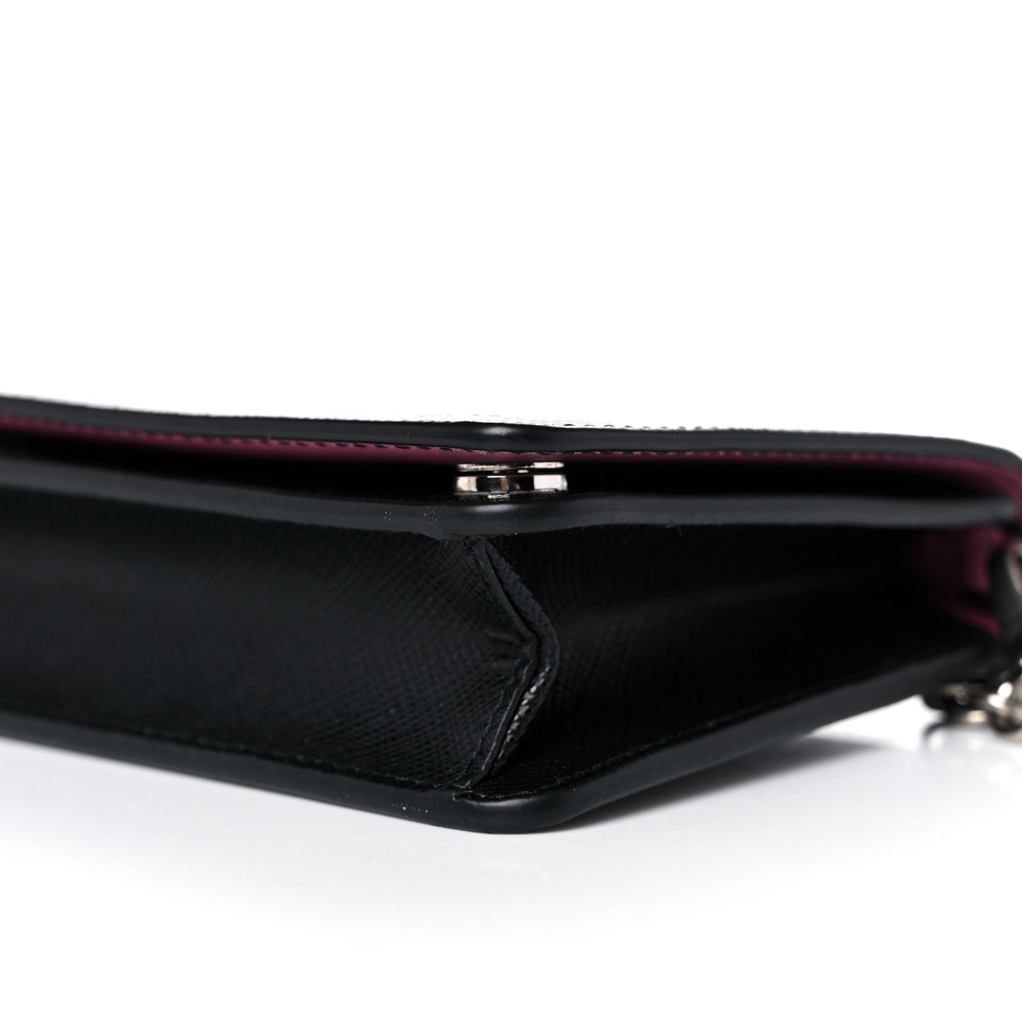 Saffiano Pradamalia Mini Chain Bag Black Begonia