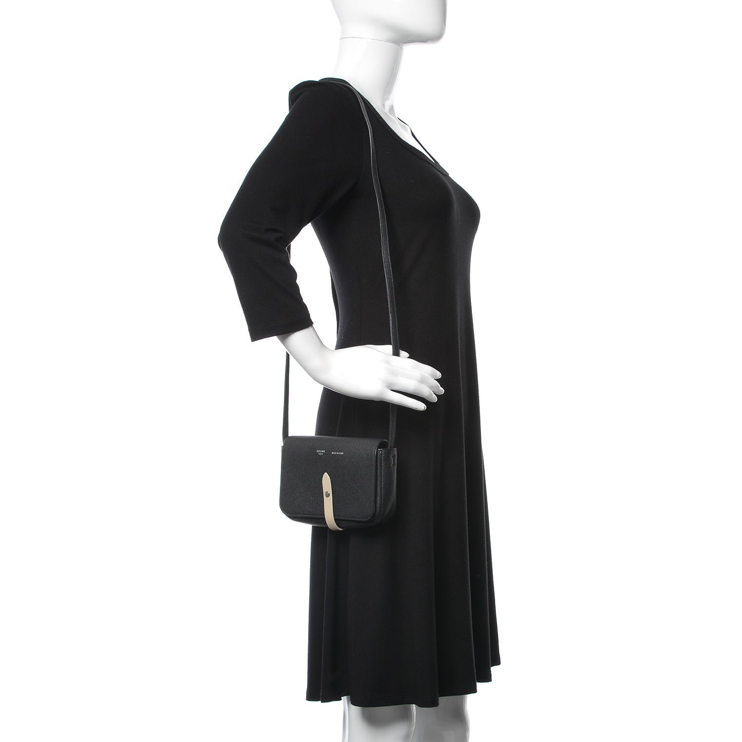 Grained Calfskin Strap Clutch Black