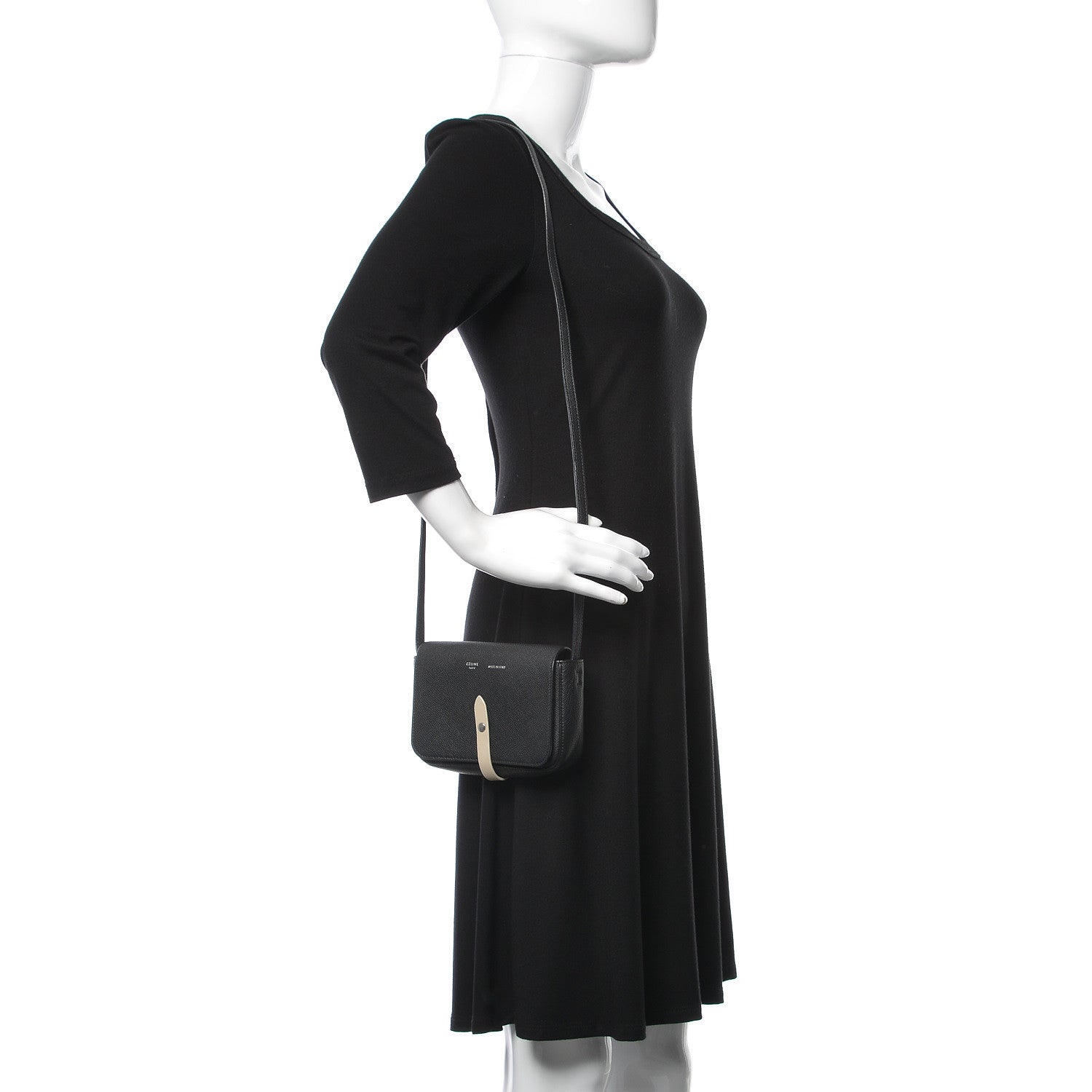 Celine Grained Calfskin Strap Clutch Black 2 of 10