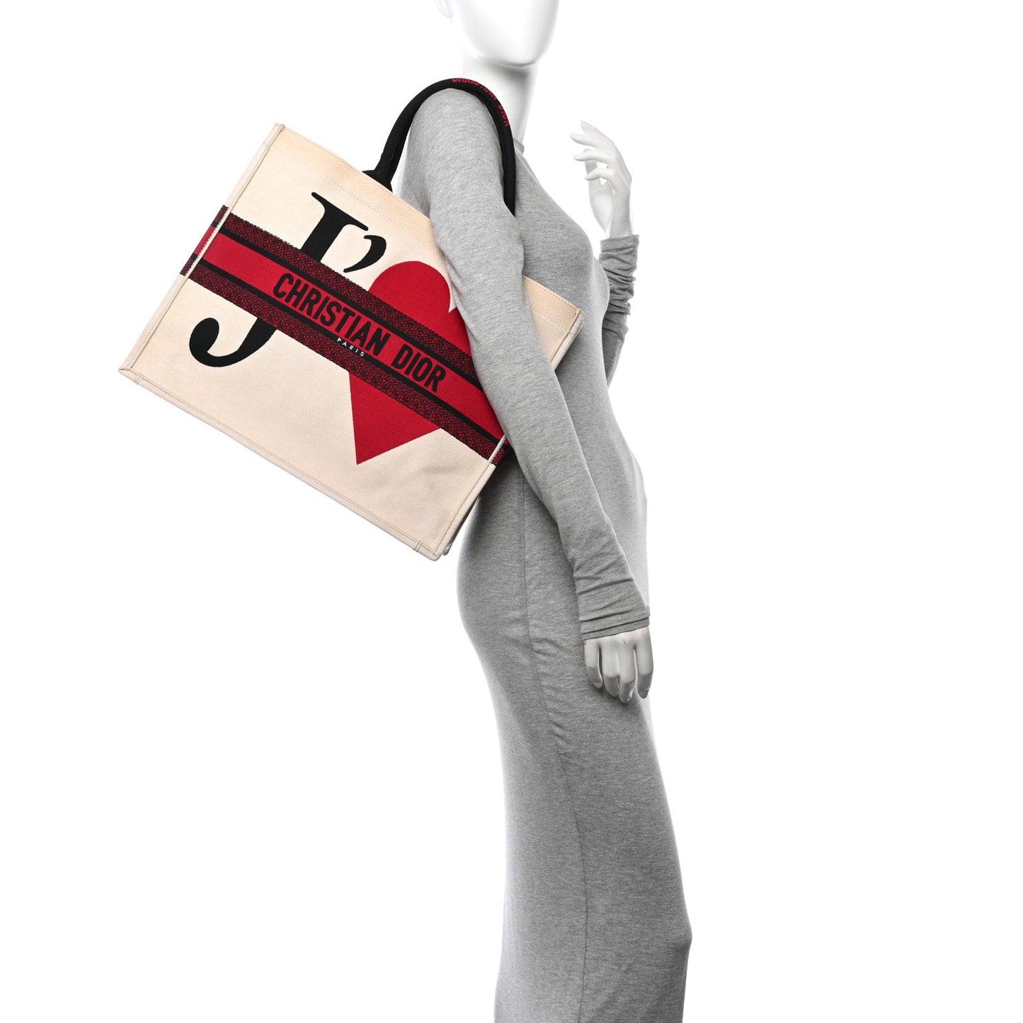 Canvas DiorAmour Chinese Valentines Je T’aime Large Book Tote White Red