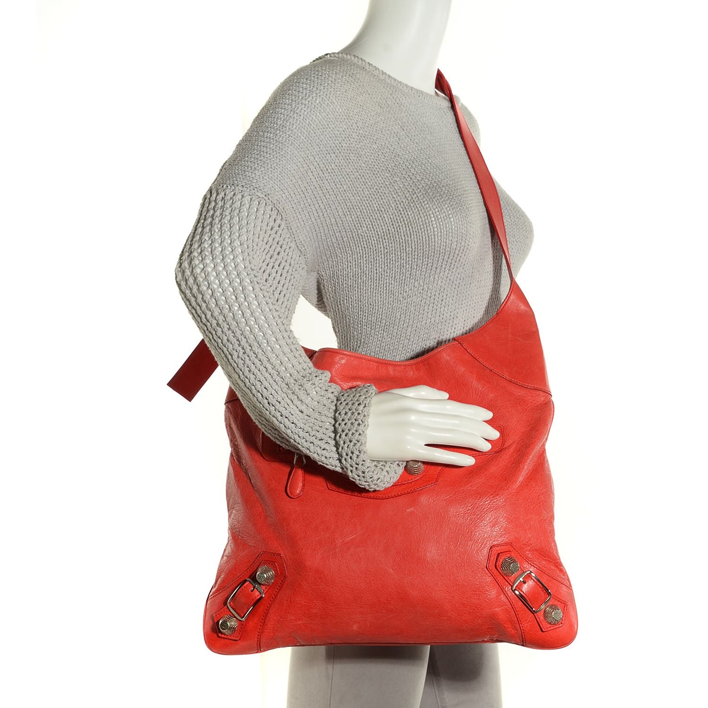 Agneau Giant 21 Silver Hardware Besace Hobo Vermillion