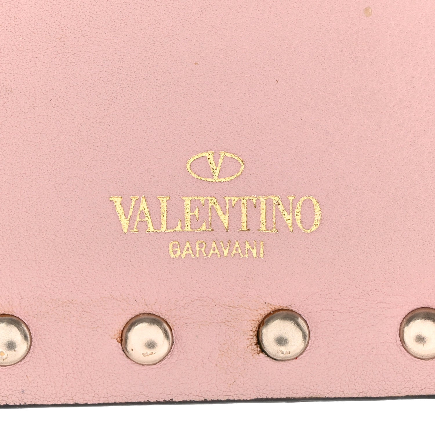 Valentino Garavani Calfskin Rockstud Coin Case Card Holder Water Rose 6 of 9