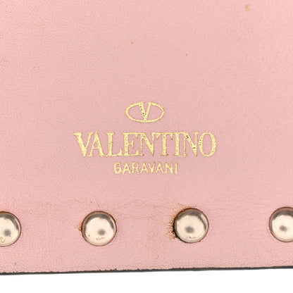 Valentino Garavani Calfskin Rockstud Coin Case Card Holder Water Rose 6 of 9
