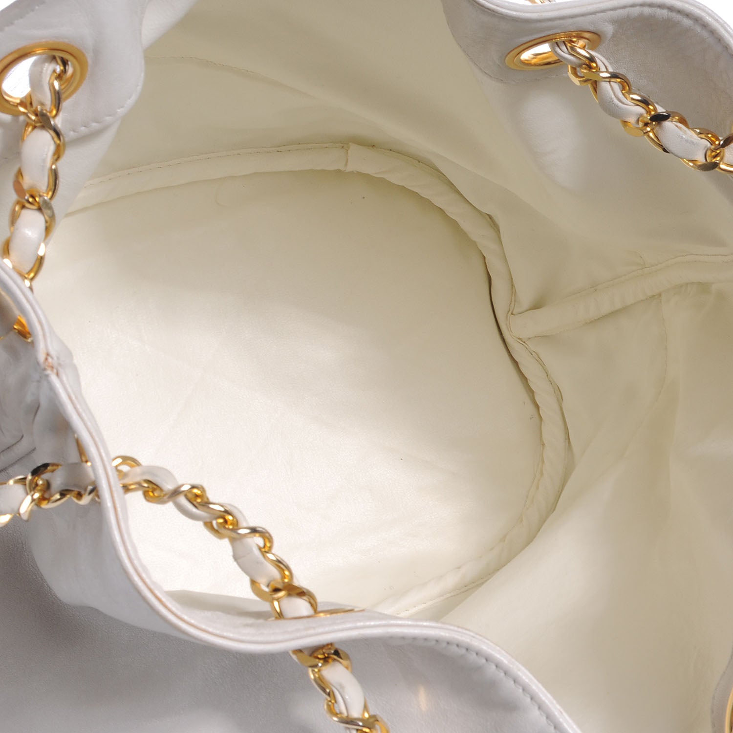 Chanel Lambskin Drawstring Shoulder Bag White 5 of 9