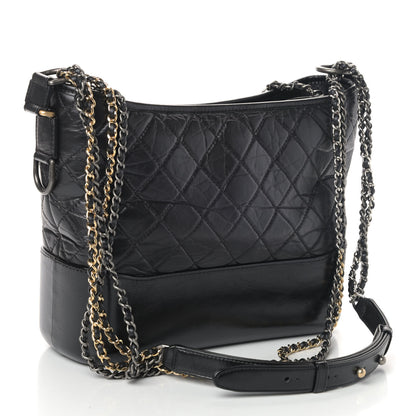 Chanel Aged Calfskin Quilted Medium Gabrielle Hobo Black 2 of 4