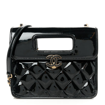 Chanel Patent Quilted Mini Graphic Catch Flap Black 1 of 11