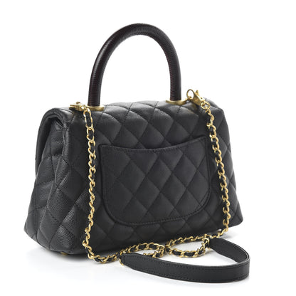 Chanel Caviar Lizard Embossed Quilted Mini Coco Handle Flap Black 3 of 11
