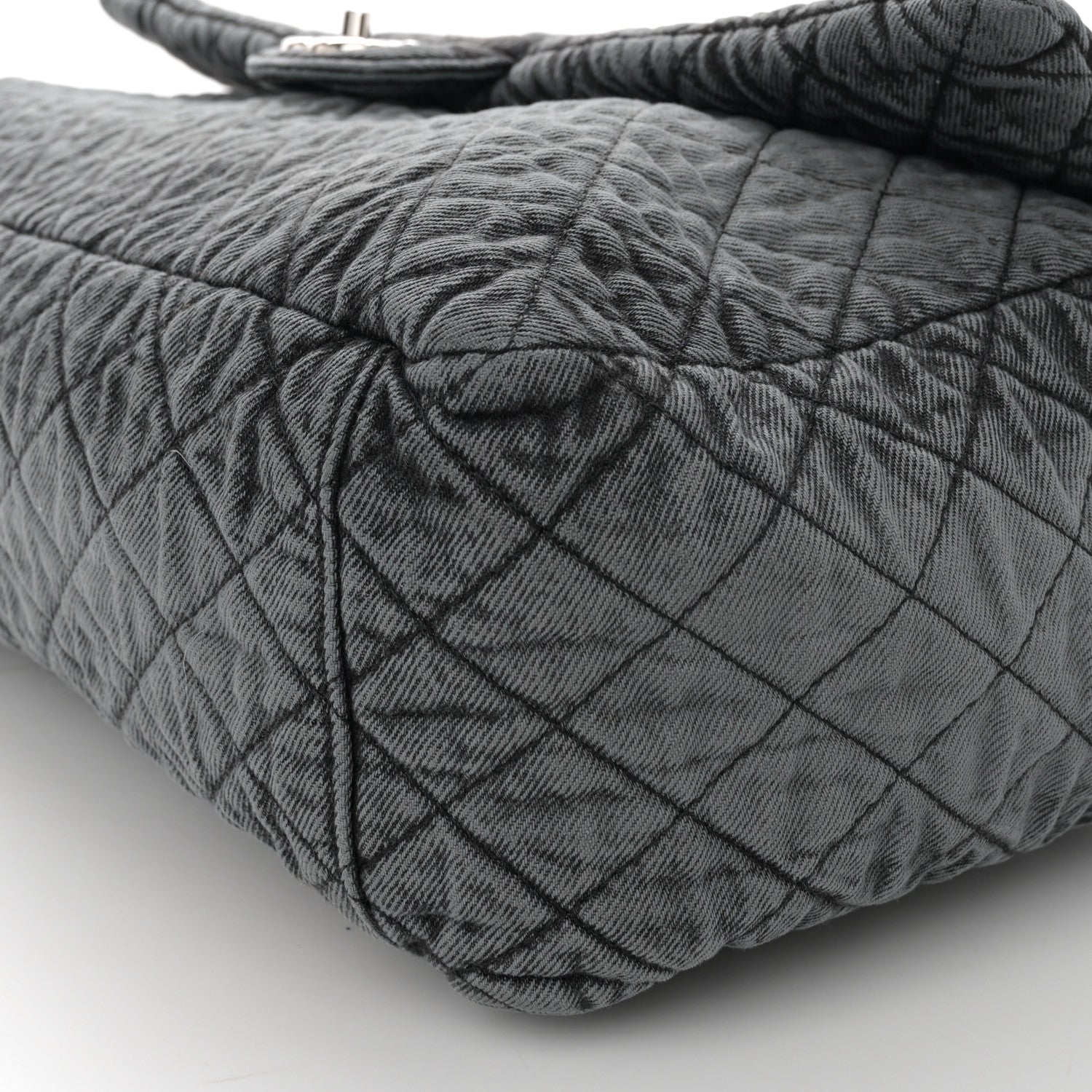 Chanel Denim Quilted Denimpression XXL Flap Grey Black 11 of 11