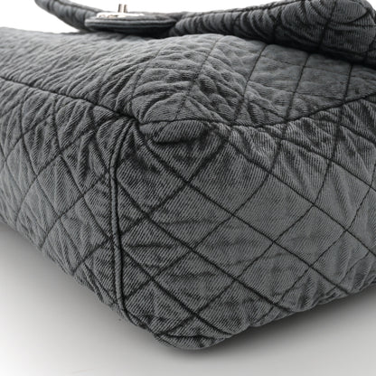 Chanel Denim Quilted Denimpression XXL Flap Grey Black 11 of 11