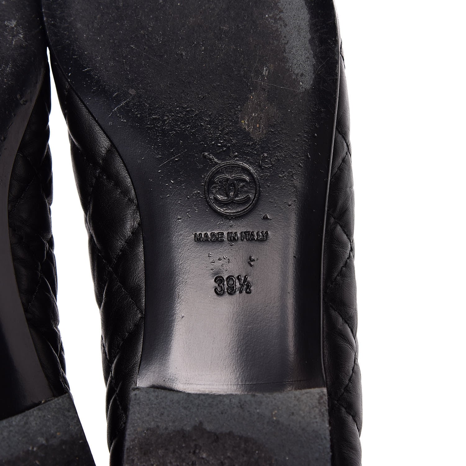 Chanel Aged Calfskin Quilted Cap Toe Ballerina Flats 39.5 Black 9 of 15