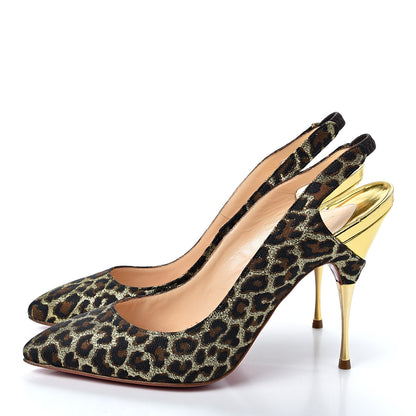 Christian Louboutin Jacquard Leopard Print Slingback 120 Pumps 37.5 3 of 8