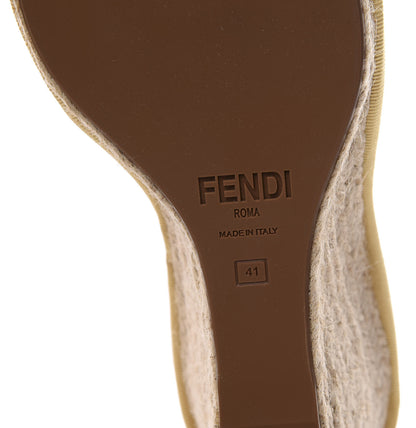 Fendi Rafia FF Embroidered Roma Ankle Wrap Espadrille Wedges 41 Natural 8 of 10
