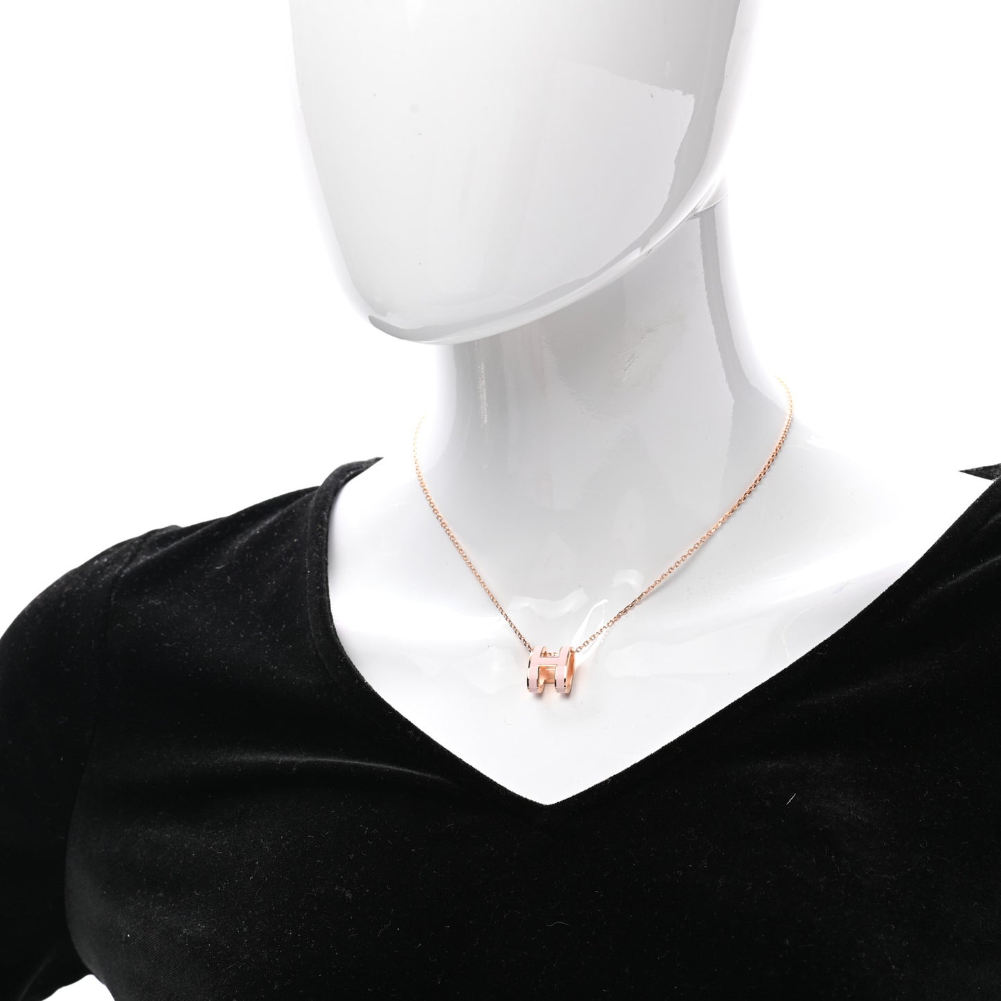 Lacquered Rose Gold Pop H Pendant Necklace Rose Dragee