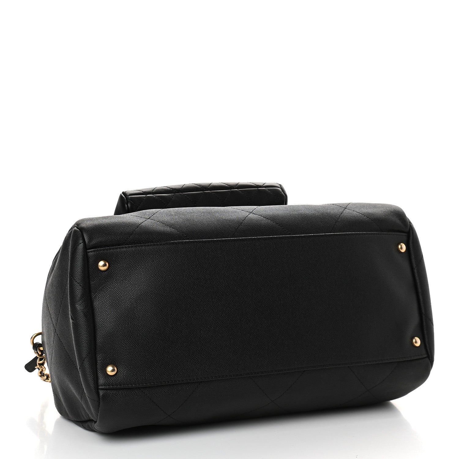 Chanel Grained Calfskin Lambskin Quilted Large Bowling Bag Black 4 of 10