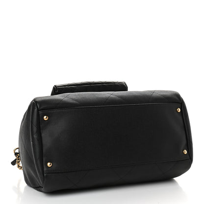 Chanel Grained Calfskin Lambskin Quilted Large Bowling Bag Black 4 of 10