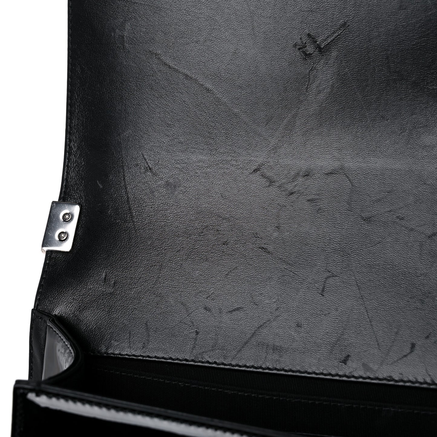 Patent Glitter PVC Chevron Quilted Medium Boy Flap Black Silver
