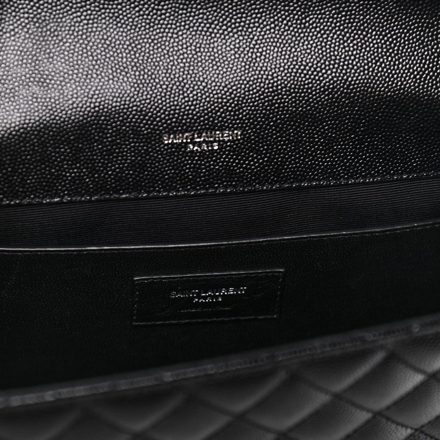 Grain De Poudre Textured Mixed Matelasse Triquilt Medium Monogram Satchel Black