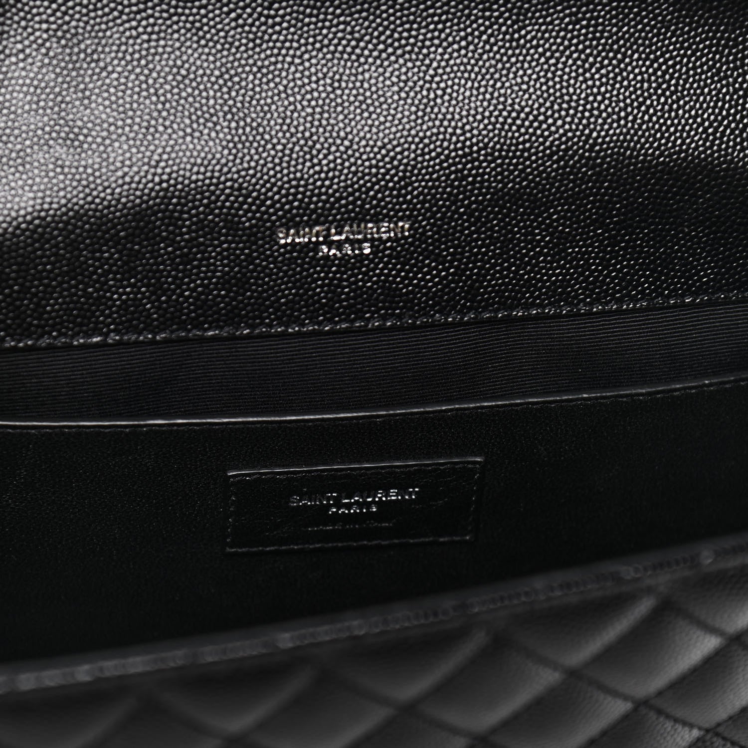 Saint Laurent Grain De Poudre Textured Mixed Matelasse Triquilt Medium Monogram Satchel Black 6 of 11