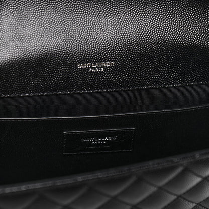 Saint Laurent Grain De Poudre Textured Mixed Matelasse Triquilt Medium Monogram Satchel Black 6 of 11