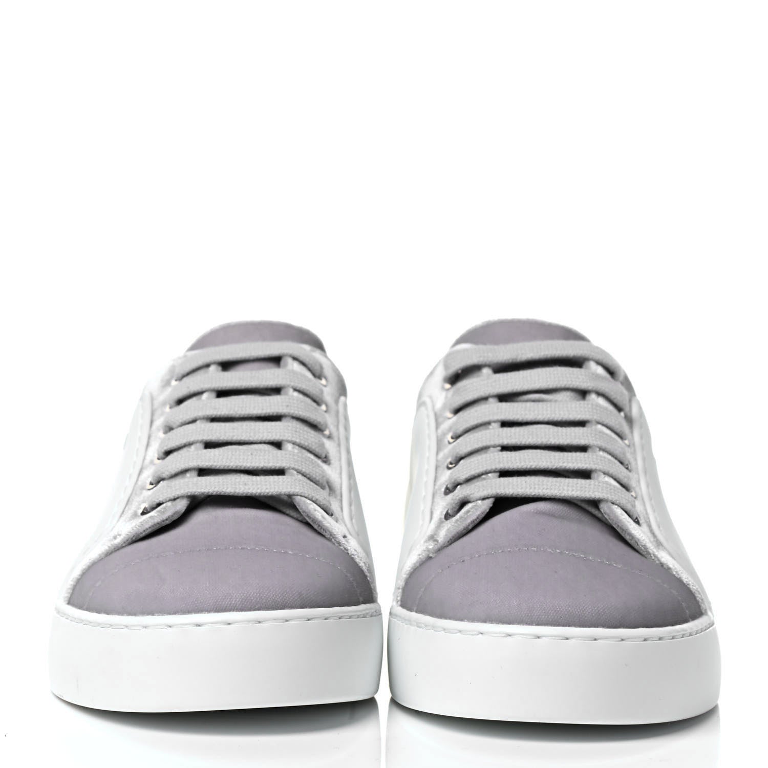 Chanel Calfskin Velvet Womens CC Sneakers 36.5 White Silver 3 of 8