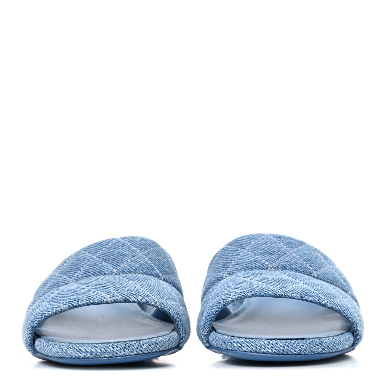 Chanel Denim Quilted Mules 37.5 Blue 3 of 10