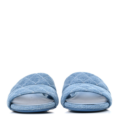 Chanel Denim Quilted Mules 37.5 Blue 3 of 10