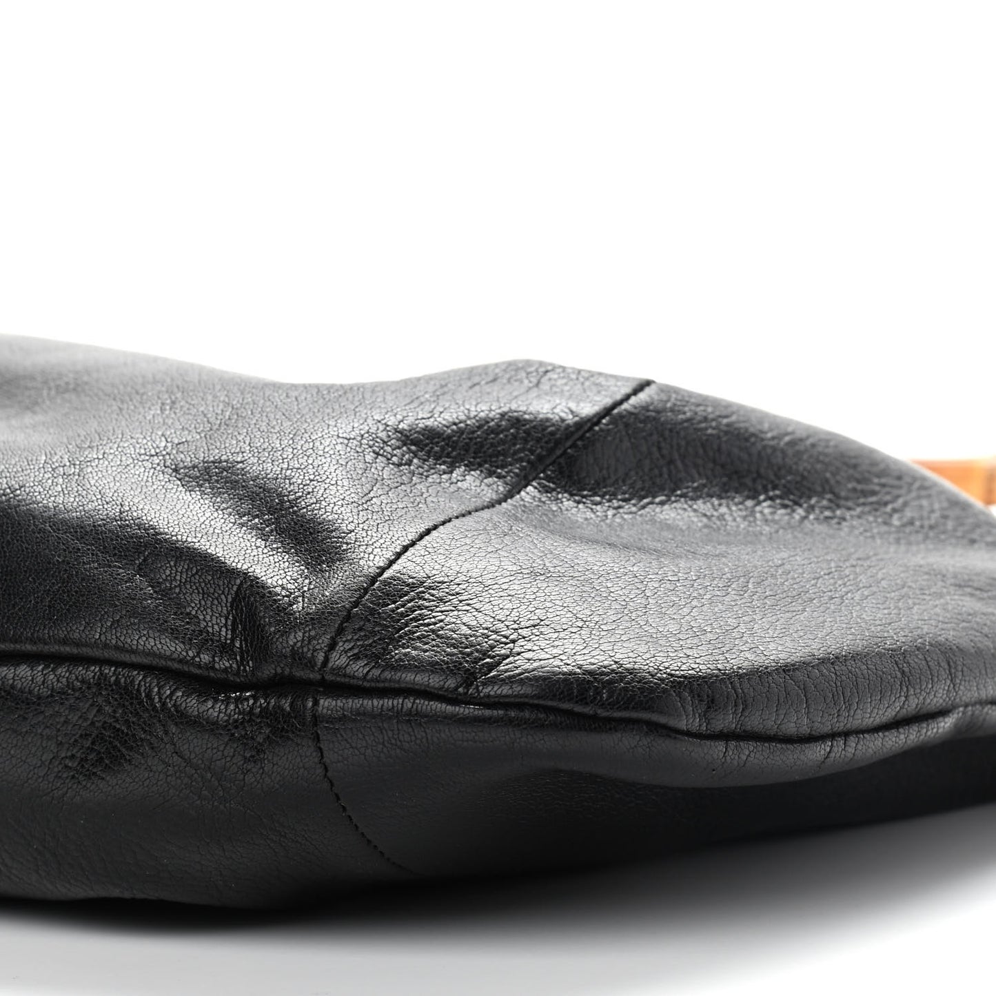 Calfskin Bamboo Top Handle Bag Black