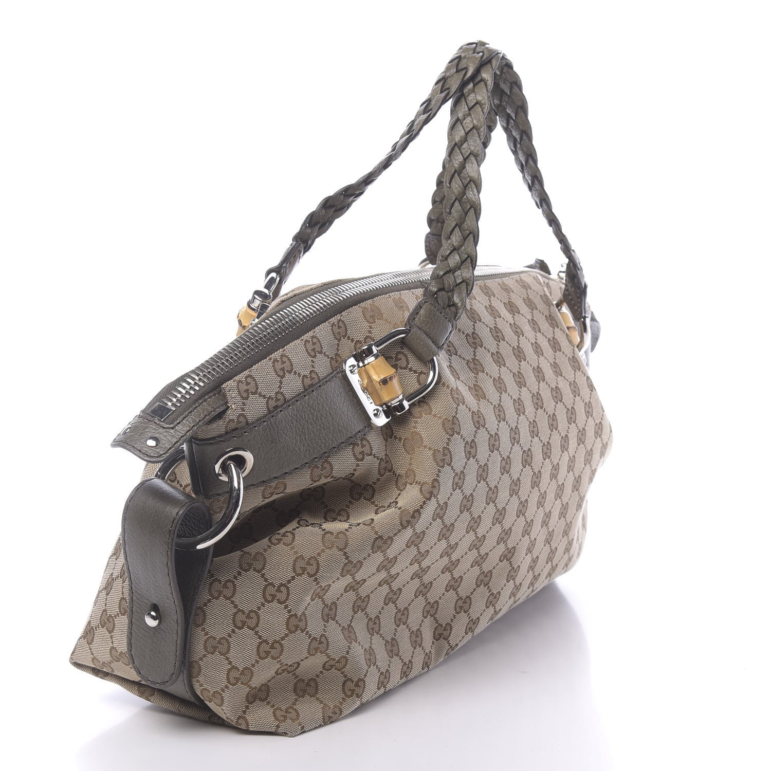 Gucci Monogram Bamboo Bar Medium Tote Olive 3 of 13