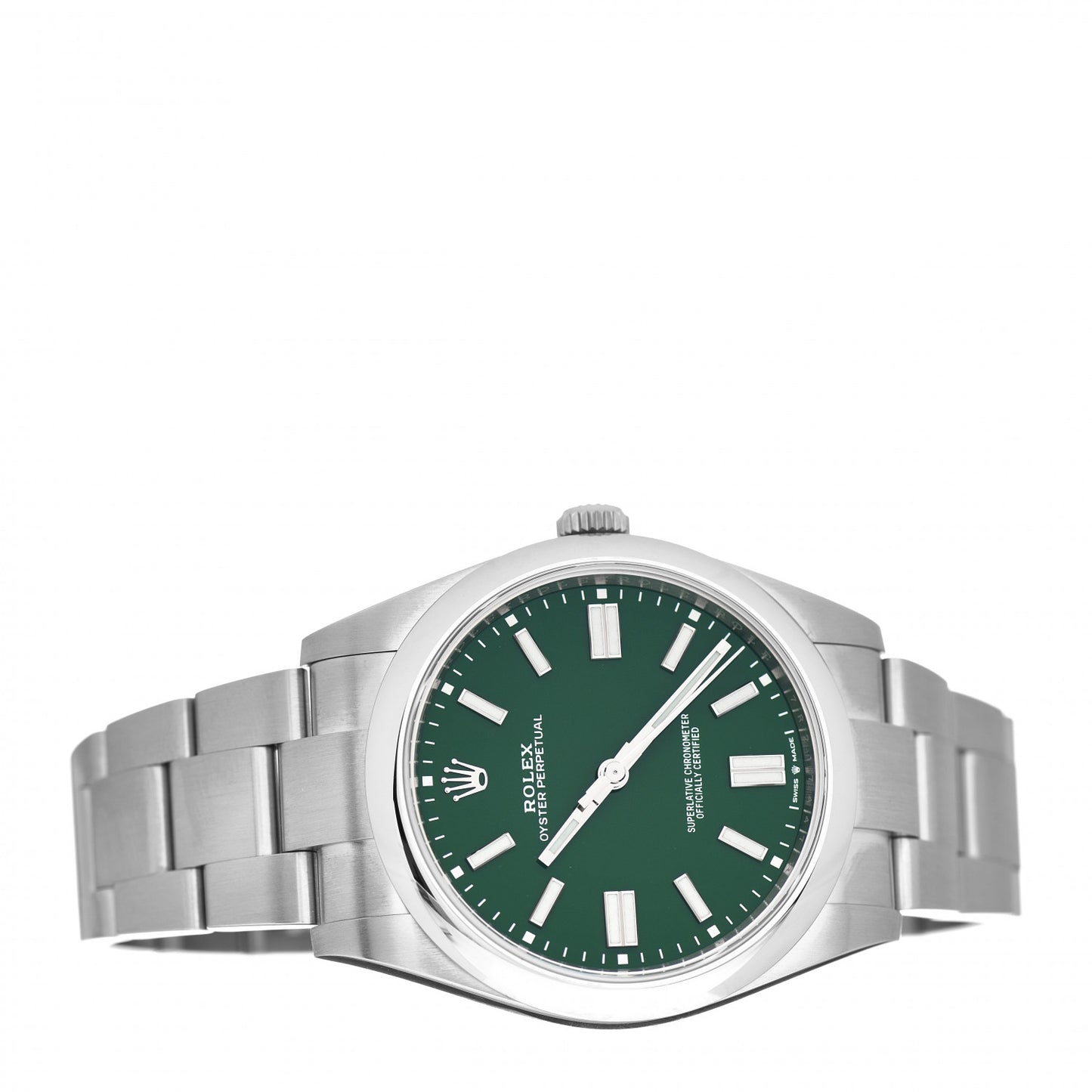 Stainless Steel 41mm Oyster Perpetual Watch Green 124300