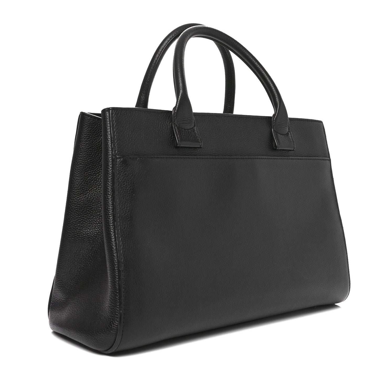 Grained Calfskin Medium Neo Executive Shopper Tote Black