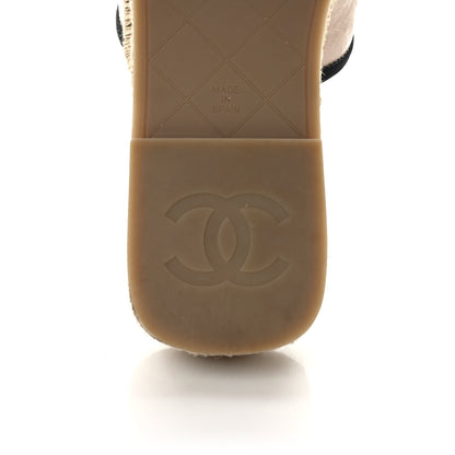 Chanel Crumpled Patent CC Espadrille Mules 35 Beige Black 6 of 9