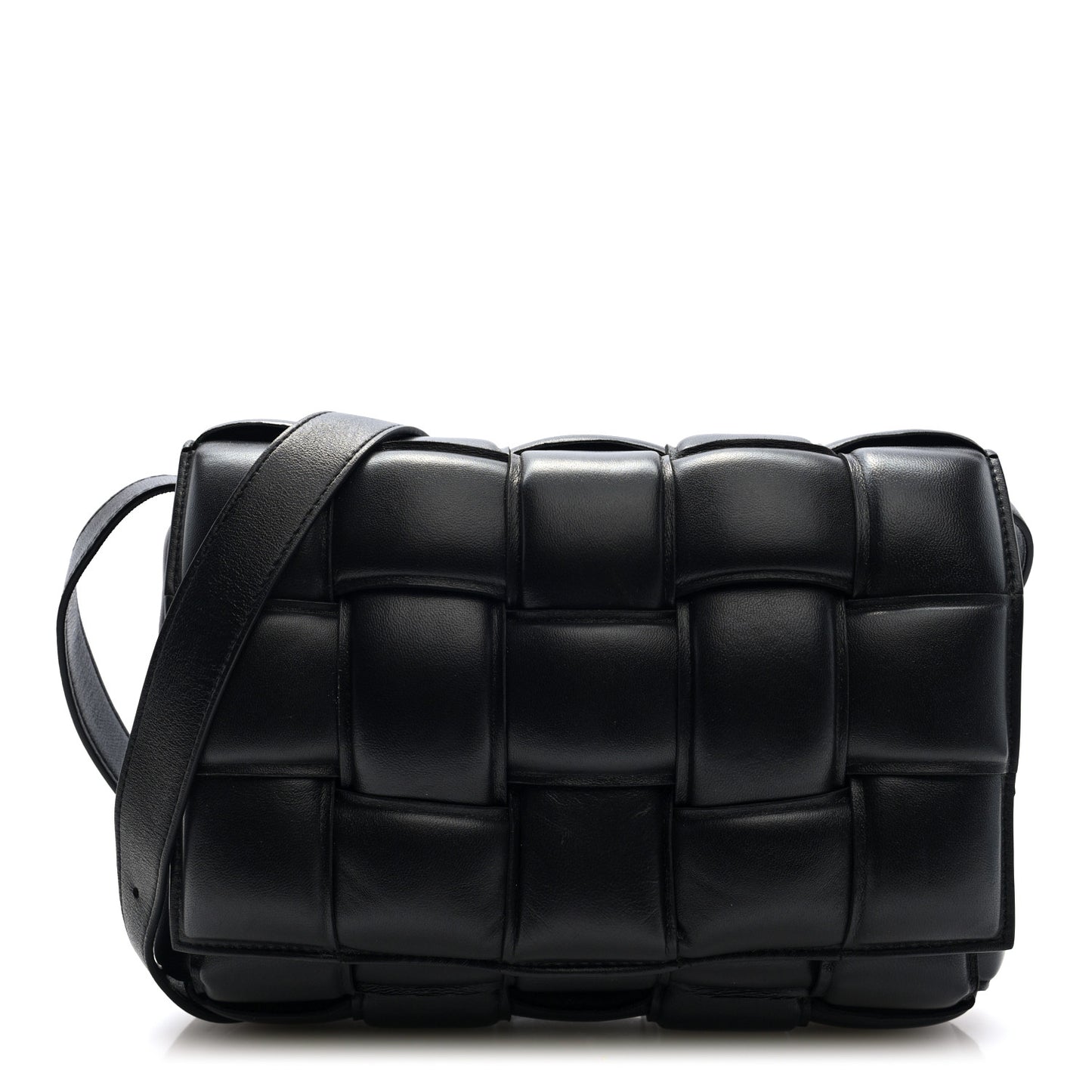 Nappa Maxi Intreccio Padded Cassette Crossbody Bag Black