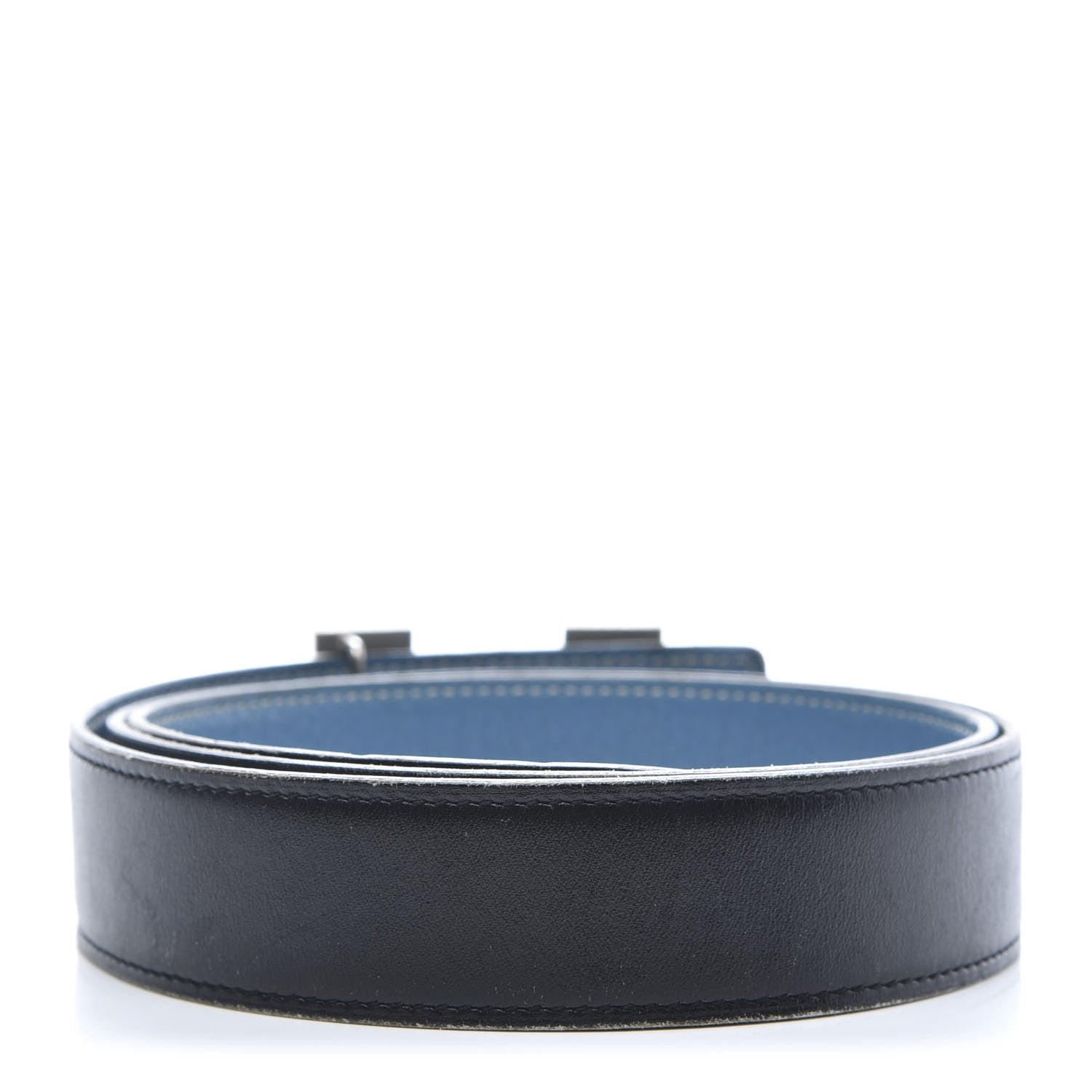 Hermes Box Togo 32mm H Belt 95 Black Blue Jean 2 of 5