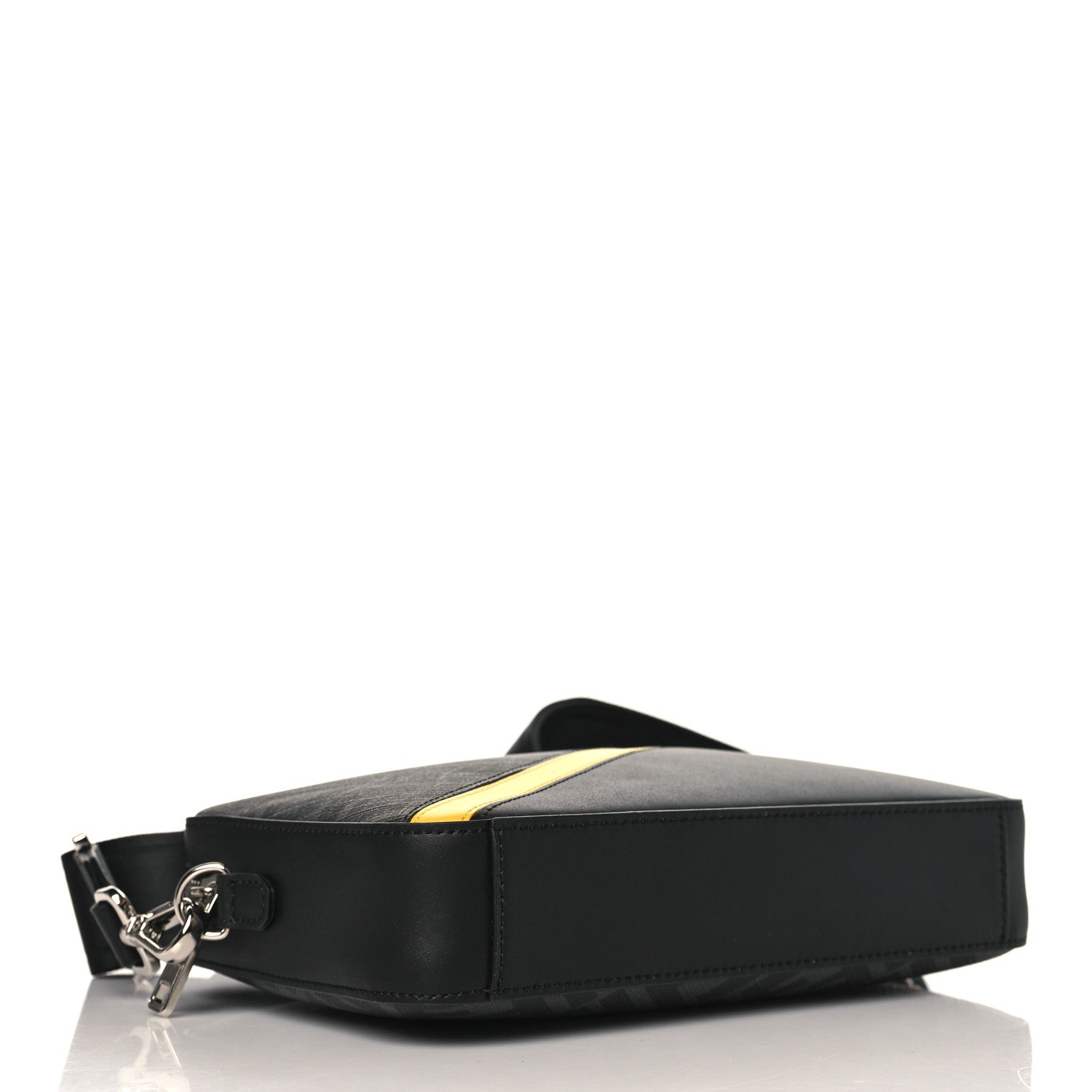 Fendi Glazed Fabric Vitello Liberty FF 1974 Diagonal Medium Camera Case Black Sunflower 4 of 9
