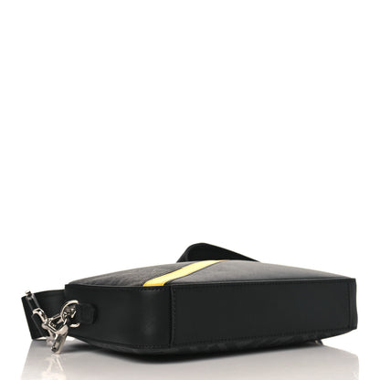 Fendi Glazed Fabric Vitello Liberty FF 1974 Diagonal Medium Camera Case Black Sunflower 4 of 9
