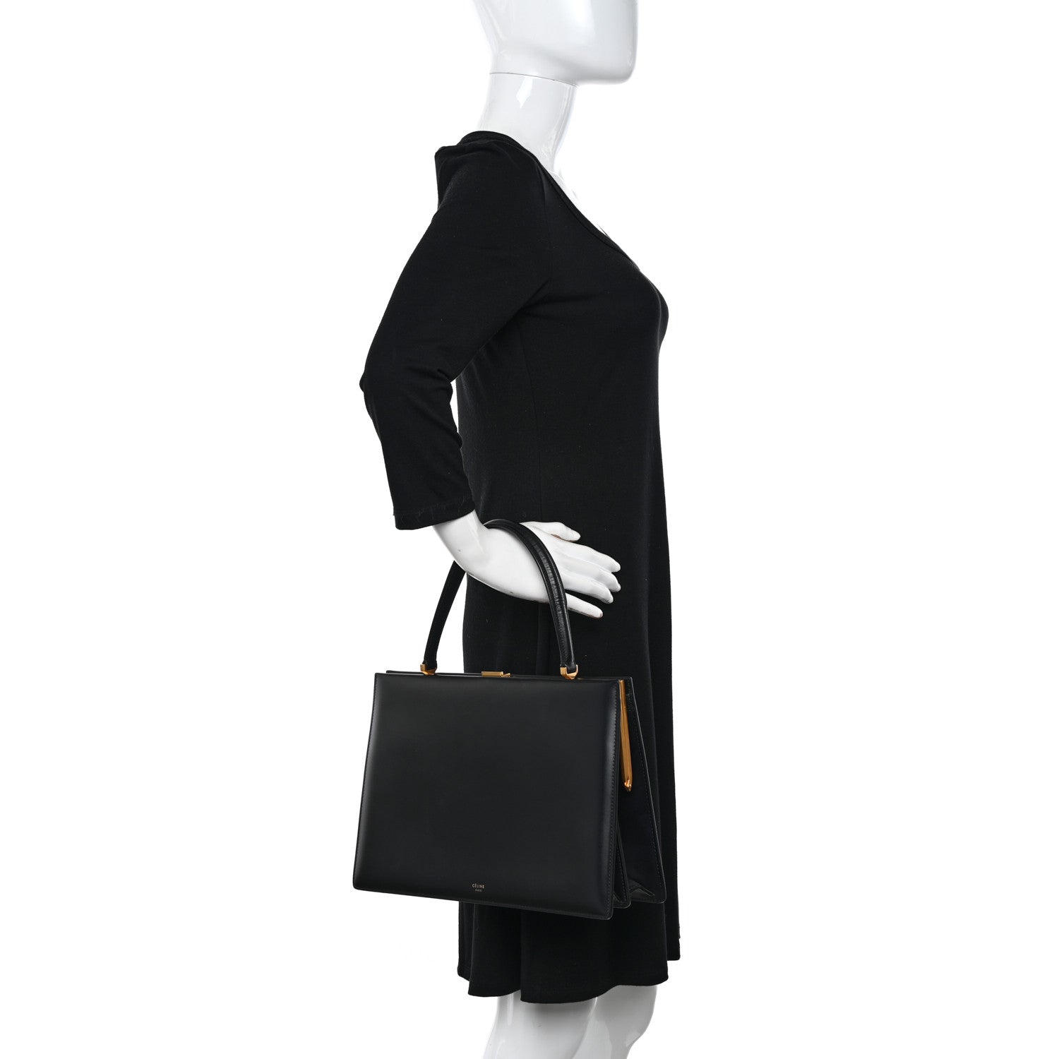 Celine Box Calfskin Medium Clasp Bag Black 2 of 17