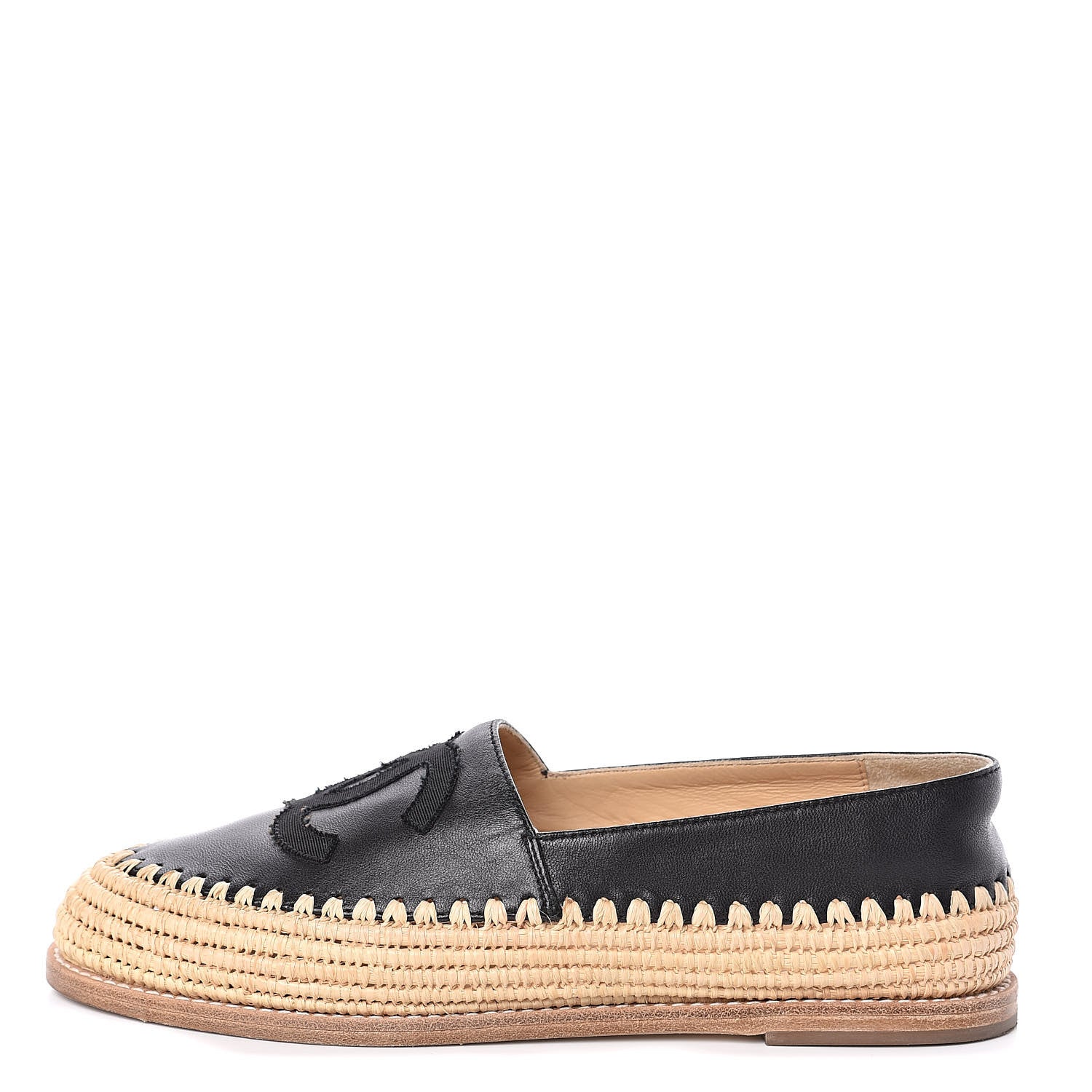 Chanel Lambskin Grosgrain CC Espadrilles 36 Black 1 of 8
