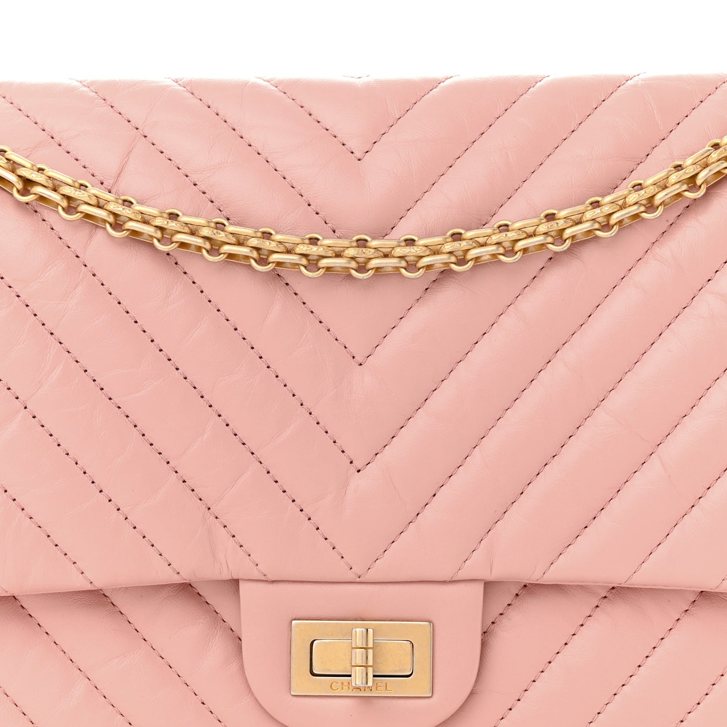 Aged Calfskin Chevron Quilted 2.55 Reissue 226 Flap Light Pink