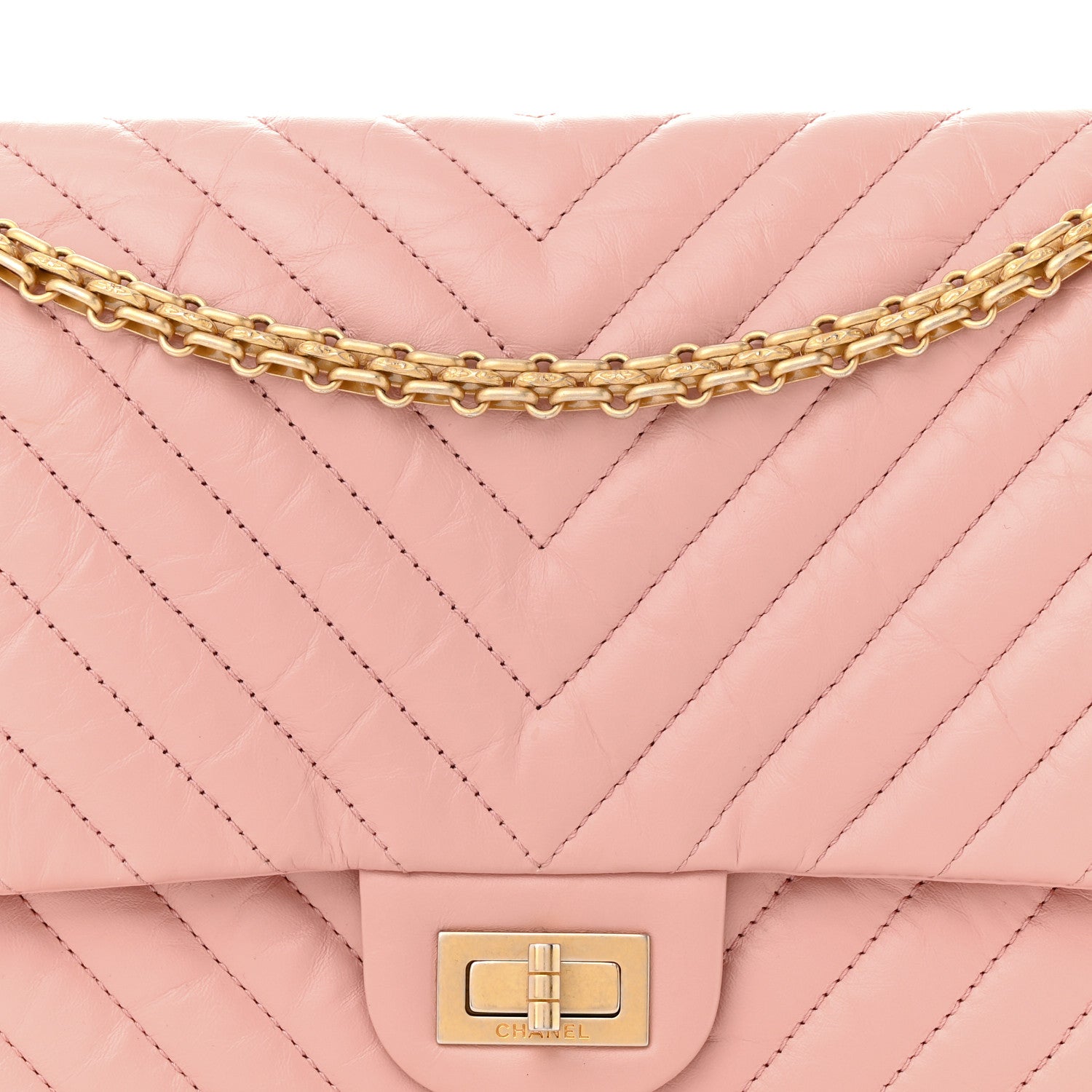 Chanel Aged Calfskin Chevron Quilted 2.55 Reissue 226 Flap Light Pink 8 of 17