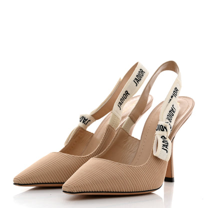 Christian Dior Technical Canvas Ribbon J'Adior Slingback 100mm Pumps 37 Powder Nude 3 of 8