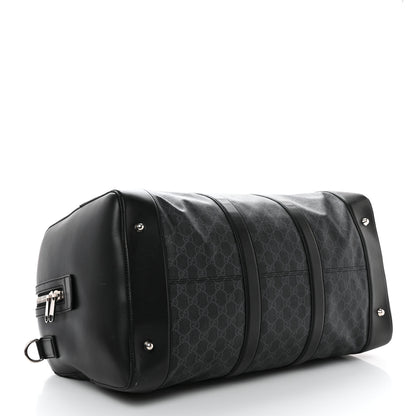 Gucci Soft GG Supreme Monogram Appia Calfskin Web Large Carry On Duffle Bag Black Grey 3 of 23