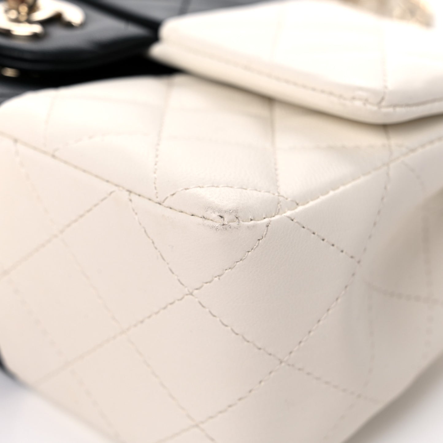 Lambskin Quilted Mini Rectangular Flap White Black
