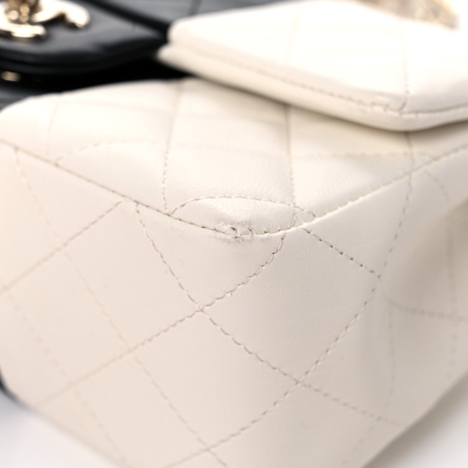 Chanel Lambskin Quilted Mini Rectangular Flap White Black 10 of 12