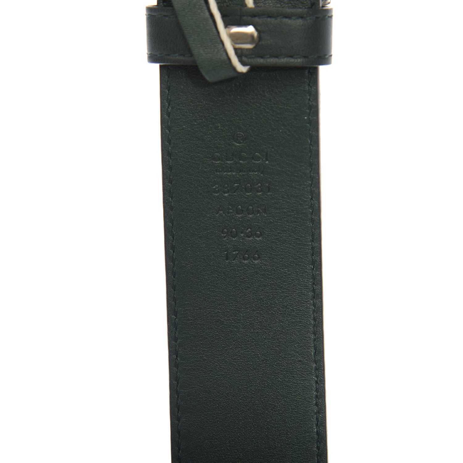 Gucci Moon Calfskin Nickel Interlocking G Plate Buckle Belt 90 36 Green 3 of 5