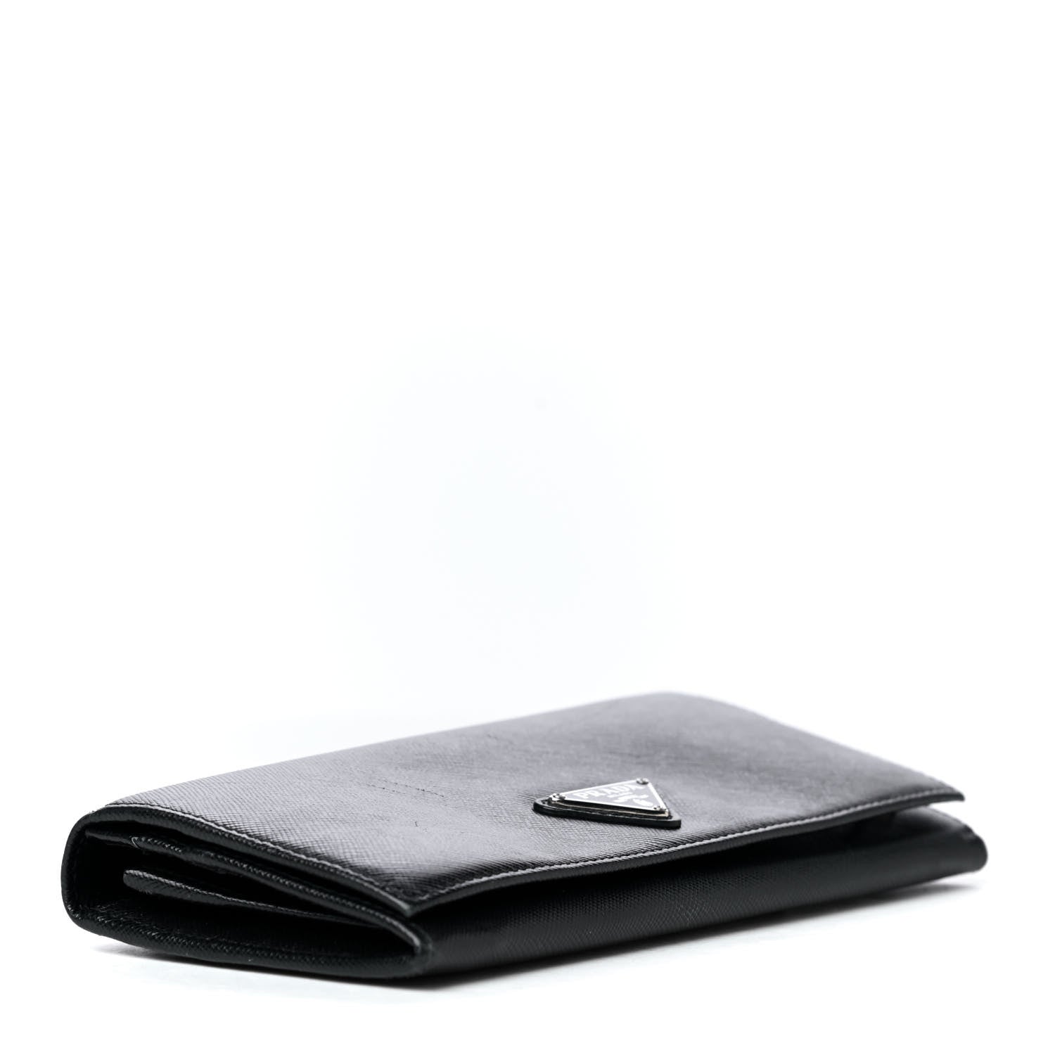 Prada Saffiano Triangle Continental Flap Wallet Black 3 of 4