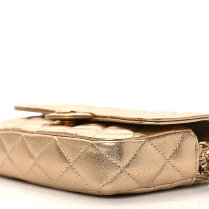 Chanel Metallic Lambskin Quilted Flap Phone Holder With Chain Gold 10 of 11