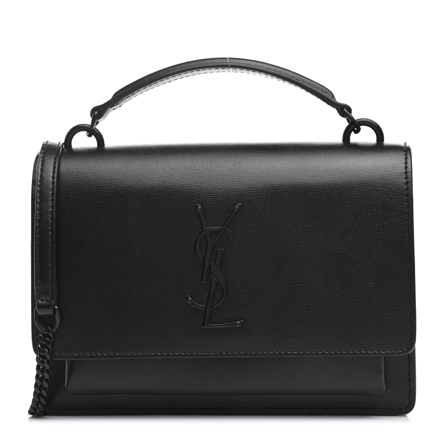 Saint Laurent Calfskin Monogram Sunset Chain Wallet Black 1 of 12