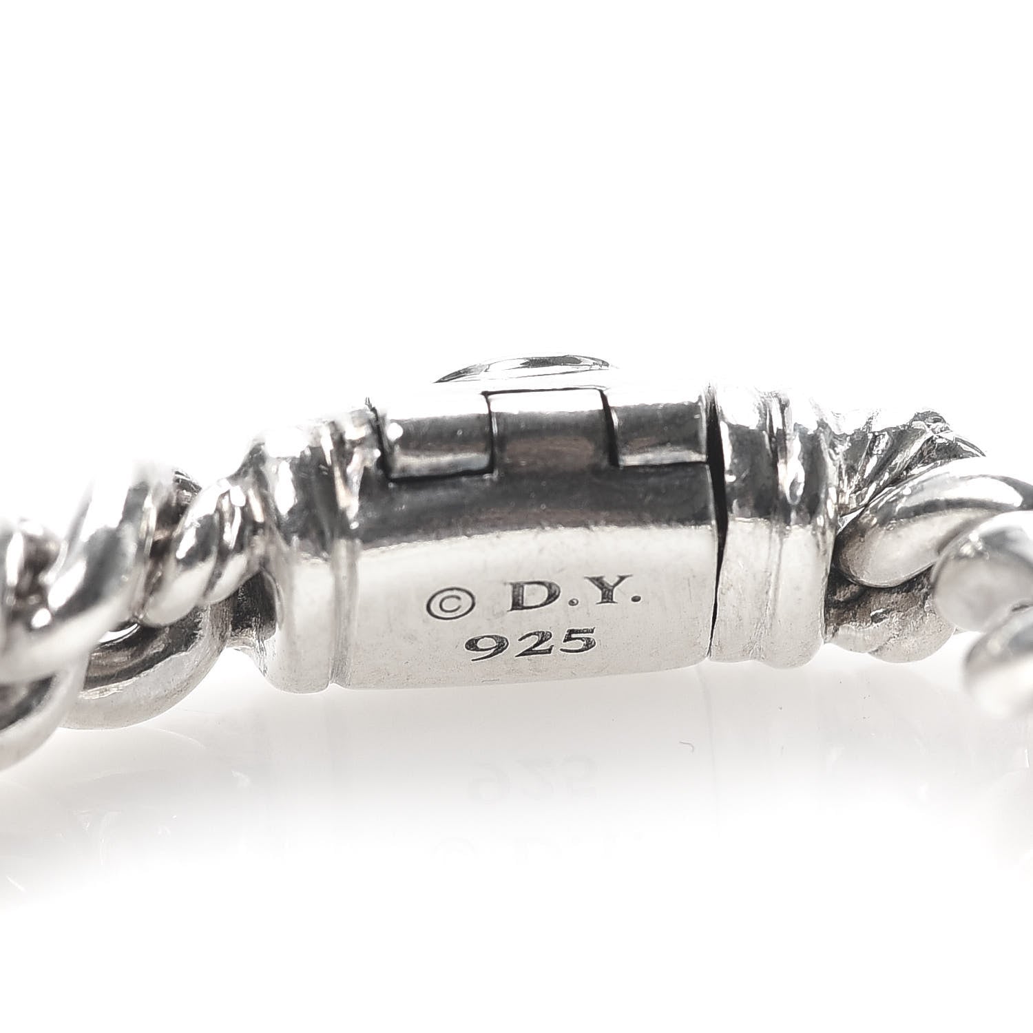 David Yurman Sterling Silver Diamond 7mm Petite Pave Curb Link ID Bracelet 5 of 6