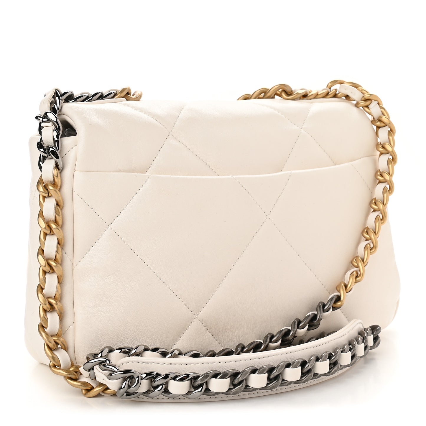 Lambskin Quilted Medium Chanel 19 Flap White